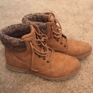 Short tan booties (fashion work boots!)